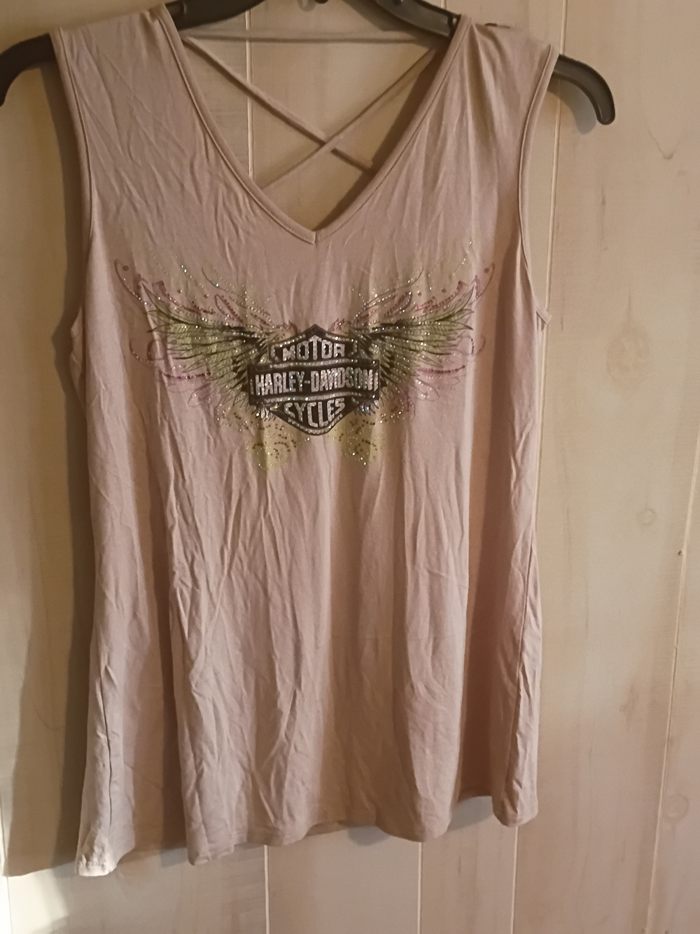 Harley-Davidson Women's Cream/Beige  Sleeveless V-Neck Top Size XL